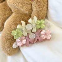 Mẫu kẹp cuối cỏ bốn lá đính nơ siêu đáng yêu và sành điệu Modleaf Clover rose banana clip Hàn Quốc