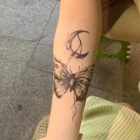 [Mẫu mới] [2 miếng bướm mặt trăng] Miếng dán hình xăm thảo dược trên Internet nước trái cây nổi tiế