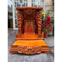 MẪU MỚI 2025 BÁN CHẠY- Bàn thờ ông địa thần tài gỗ xà cừ trụ rồng nổi đẹp, mâm kéo hổ đúng phong thuỷ thu hút tài lộc