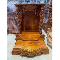 [MẪU MỚI 2025]- Bàn thờ thần tài ông địa gỗ xà cừ hàng dày đẹp đủ size, cột rồng chạm rồng tài lộc