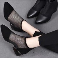 [MẪU MỚI 2025] Giày boot lưới mũi nhọn 3 phân da nhung lưới thông thoáng S014