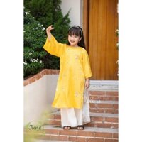 [MẪU MỚI] Áo dài tết cho bé gái mẫu Hoa vàng xinh xắn từ 12-40kg hàng thiết kế cao cấp