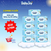 Mẫu mới - Bộ 9 gói Khăn ướt Babyjoe  hương thơm nhẹ nhàng 80 tờ/gói (xanh)