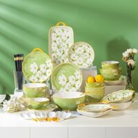 [Mẫu mới] Bộ bát, đĩa, bộ đồ ăn và bát đĩa Nhật Bản, bát đĩa sứ gia dụng, sự kết hợp sáng tạo, nhẹ