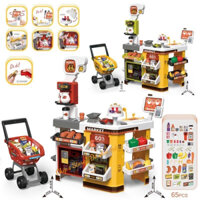 [MẪU MỚI] Bộ đồ chơi siêu thị 65 chi tiết cỡ lớn, có hiệu ứng âm thanh, tủ lạnh có khói cho bé