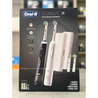 MẪU MỚI - Bộ đôi bàn chải điện Oral-B Genius X - 6 chế độ chải - Trắng + Đen