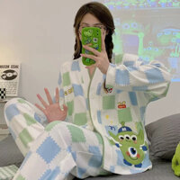 (MẪU MỚI) Bộ Pijama Dài Tay Cổ V Chất Liệu Cotton Nâng Cấp Mới Nhất