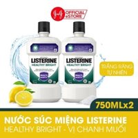 [Mẫu mới chính hãng] Bộ 2 chai Nước Súc Miệng Listerine Healthy Bright Chanh Muối 750ml QS Store