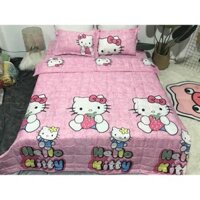 Mẫu Mới Combo 5 Món Chăn Ga Gối Cotton Poly Hello Kitty Ôm Dâu
