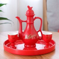 [Mẫu mới] Đám cưới Gốm Rượu Vang Đỏ Bình Bộ Bánh Mì Nướng Cốc Đám Cưới Trung Quốc Cúp Cưới Rượu Nhỏ