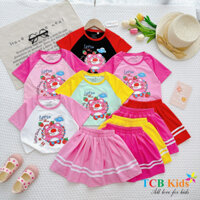 [MẪU MỚI] Đồ bộ giả váy cho bé gái hình Gấu dâu LOTSO phong cách thể thao từ 12-40kg chất cotton mềm mịn mát