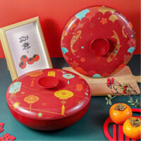 [MẪU MỚI] Hộp mứt TẾT Xuân Ất Tỵ 2025 - Hộp xoay đựng hạt, trái cây ĐÈN LỒNG CÁ CHÉP - Mừng NĂM MỚI