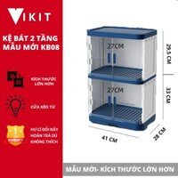 [MẪU MỚI- KÍCH THƯỚC LỚN HƠN] Kệ úp chén bát có nắp đậy 2 tầng có khay hứng nước VKIT KB08