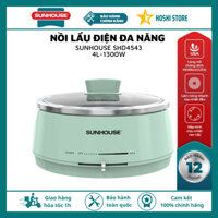 [MẪU MỚI] LẨU ĐIỆN 4L SUNHOUSE SHD4543, lòng nồi dày chất liệu inox 304 siêu bền, công suất 1300w
