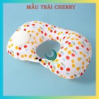 MẪU MỚI-LỤA CAO CẤP- Gối hơi kê cổ bơm bằng tay hình chữ U, chất liệu lụa, in họa tiết trái cây-CHỌN MẪU- Gối kê tựa cổ văn phòng, gối du lịch - 2