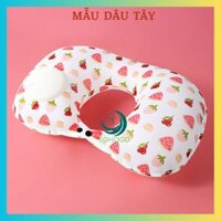 MẪU MỚI-LỤA CAO CẤP- Gối hơi kê cổ bơm bằng tay hình chữ U, chất liệu lụa, in họa tiết trái cây-CHỌN MẪU- Gối kê tựa cổ văn phòng, gối du lịch - 6