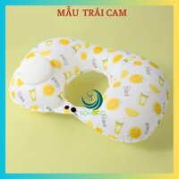 MẪU MỚI-LỤA CAO CẤP- Gối hơi kê cổ bơm bằng tay hình chữ U, chất liệu lụa, in họa tiết trái cây-CHỌN MẪU- Gối kê tựa cổ văn phòng, gối du lịch - 8