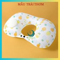 MẪU MỚI-LỤA CAO CẤP- Gối hơi kê cổ bơm bằng tay hình chữ U, chất liệu lụa, in họa tiết trái cây-CHỌN MẪU- Gối kê tựa cổ văn phòng, gối du lịch - 1