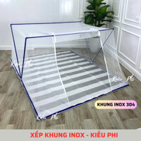 Mẫu Mới - Mùng chụp tự bung người lớn khung IN0X - màn xếp thông minh gia đình dễ gấp gọn Kiều Phi