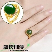 Mẫu mới năm 2025 [Phong cách ngọt ngào] Nhẫn Jadeite Nhẫn nữ dát ngọc bích Nhẫn tình yêu có thể điều chỉnh miệng trực tiếp Quà tặng phong cách mẹ Giả mạ vàng Ngọc20250117