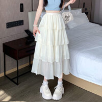 Mẫu mới năm 2025 Váy bánh màu be Váy nữ Xuân Thu Đông Giữa Chiều Dài Co Giãn Cao Cấp Drap Cảm thấy chữ a Váy Dài Xếp Ly20250105