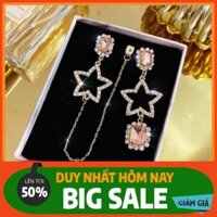 MÂU MỚI NHẤT 2021 [FREE SHIP] Bông Tai Nữ Dài Hình Ngôi Sao 5 Cánh Bất Đối Xứng Phong Cách Hàn Quốc K023 ( HÀNG CAO CẤP)