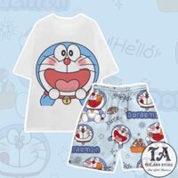 Mẫu Mới Set Bộ DOREMON Bộ Mặc Nhà Cartoon Nhiều Hoạ Tiết Hoạt Hình Cute Dễ Thương  Bộ Đùi Cotton Nam Nữ Phom Rộng Unisex