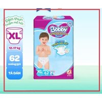 [MẪU MỚI] Tã dán Bobby siêu thấm khô thoáng size XL62 miếng cho bé 12-17kg