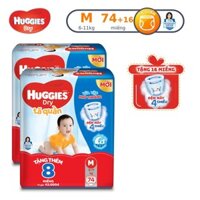 [Mẫu mới - Tặng 16 miếng] Combo 2 Tã quần Huggies Dry Super Jumbo M74/L68/XL62/XXL56