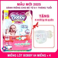 [MẪU MỚI TẶNG 4 MIẾNG] Miếng Lót Bobby Newborn 1 (64+4 miếng)