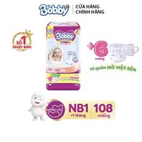 MẪU MỚI TẶNG 6 TÃ QUẦN Miếng lót sơ sinh Bobby NB1 108 +6 cho bé dưới 5kg Có thể dùng thay BVS