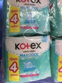 Mẫu Mới Tặng thêm 4 miếng- Combo 8 Gói Băng Vệ Sinh Kotex Hàng Ngày Cool siêu mỏng Hàng Ngày MaxCool- Mỗi Gói 20 Miếng- Date luôn mới