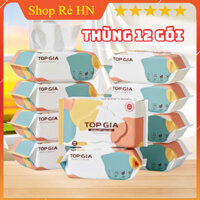 [MẪU MỚI] Thùng 12 bịch khăn ướt cao cấp Topgia 80 tờ không mùi không parabens dành cho em bé - Khăn ướt Top Gia