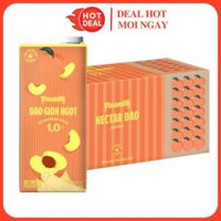 [MẪU MỚI] Thùng 12 Hộp Nước Ép Đào Giòn Ngọt Không Đường Vinamilk Necta 1L - Đào Tươi Ngon Nguyên Chất 100%