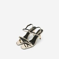 [Mẫu mới] Vascara Giày Sandal Cao Gót Vân Da Rắn Metallic - Màu Vàng Kim