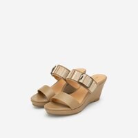 [Mẫu mới] Vascara Guốc Đế Xuồng Quai Ngang Bảng Lớn - Màu Be Đậm