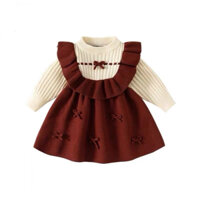 Mẫu mới váy liền cho bé gái mùa thu đông, váy dạ hội cho bé một tuổi, váy công chúa màu đỏ, đồ lễ phục Tết cho bé