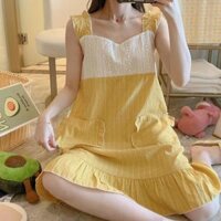 Mẫu mới Váy mặc nhà, váy ngủ dễ thương, phong cách tiểu thư sang chảnh Cadie Bigsize MSP0001  - Vàng,XXL