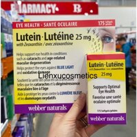 [Mẫu mới]  Viên bổ mắt Lutein 25mg Webber Naturals 175 viên; hsd 2028