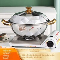 Mẫu Mới304Nồi Kim Cương Inox, Nồi Hấp Gia Dụng, Nồi Hấp Ô, Nồi Đa Năng, Bếp Từ, Bếp Gas Thông Dụng