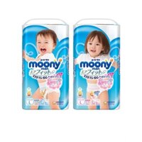 {Mẫu mới}Bỉm Moony quần bé gái bịch L44(9-14g)