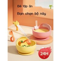 [Mẫu mới]Bộ đồ ăn cho bé tự ăn bé 1-2 tuổi bát ăn dặm bổ sung bé tập ăn tập ăn thìa đũa