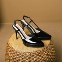 (MẪU MỚI)GIÀY CAO GÓT QUAI HẬU ĐẾ KÉP MŨI NHỌN SANG TRỌNG, TÔN DÁNG GÓT 12CM