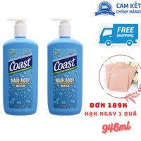 (mẫu mới)Sữa tắm gội Coast Hair & Body Wash 2in1 dành cho nam 946ml MỸ