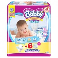 [Mẫu mới]Tã dán Bobby size M76 cộng miếng
