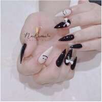 MẪU NAILBOX MÓNG UP TRẮNG ĐEN PHỐI NƠ