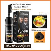 Màu Nâu Đen Gel Lược Nhuộm Phủ Bạc LAVOX - Dầu Gội Phủ Bạc Thảo Dược Thiên Nhiên LAVOX FLASH GRAY COVERAGE COLOR GEL G02 DARK BROWN