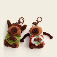 Màu Nâu Hoa Lớn Màu Đỏ Áo Khoác Bông Rái Cá Móc Khóa