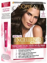 Màu Nhuộm Dưỡng Tóc Phủ Bạc Loreal Excellence Crème #3 Dark Brown Nâu Đen Tự Nhiên 172ml