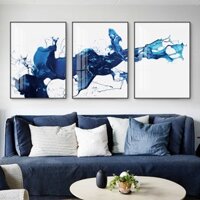 Màu nước Blue Splash Ink Art Trang trí bức tranh tường Trừu tượng